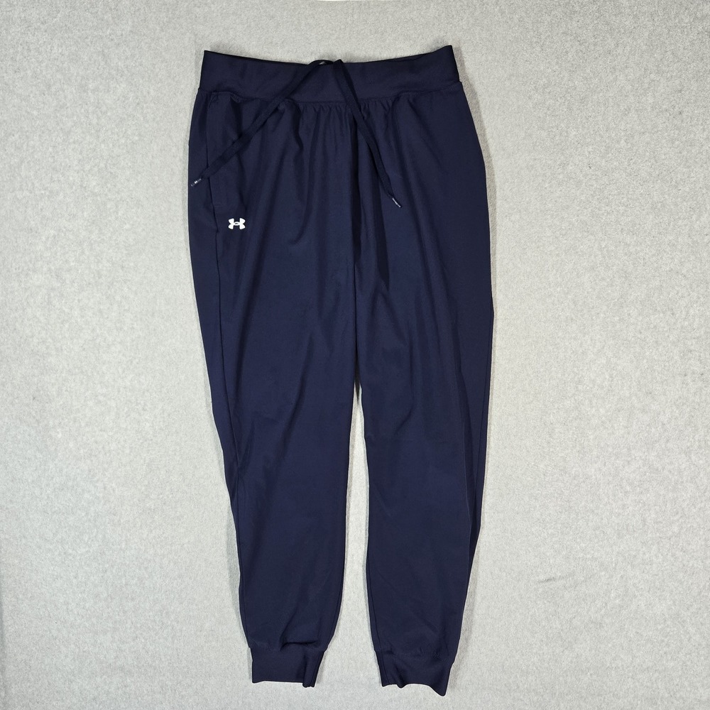 Under Armour Men Activewear Pants M Navy Blue Jogger Logo 27" Inseam Stretch